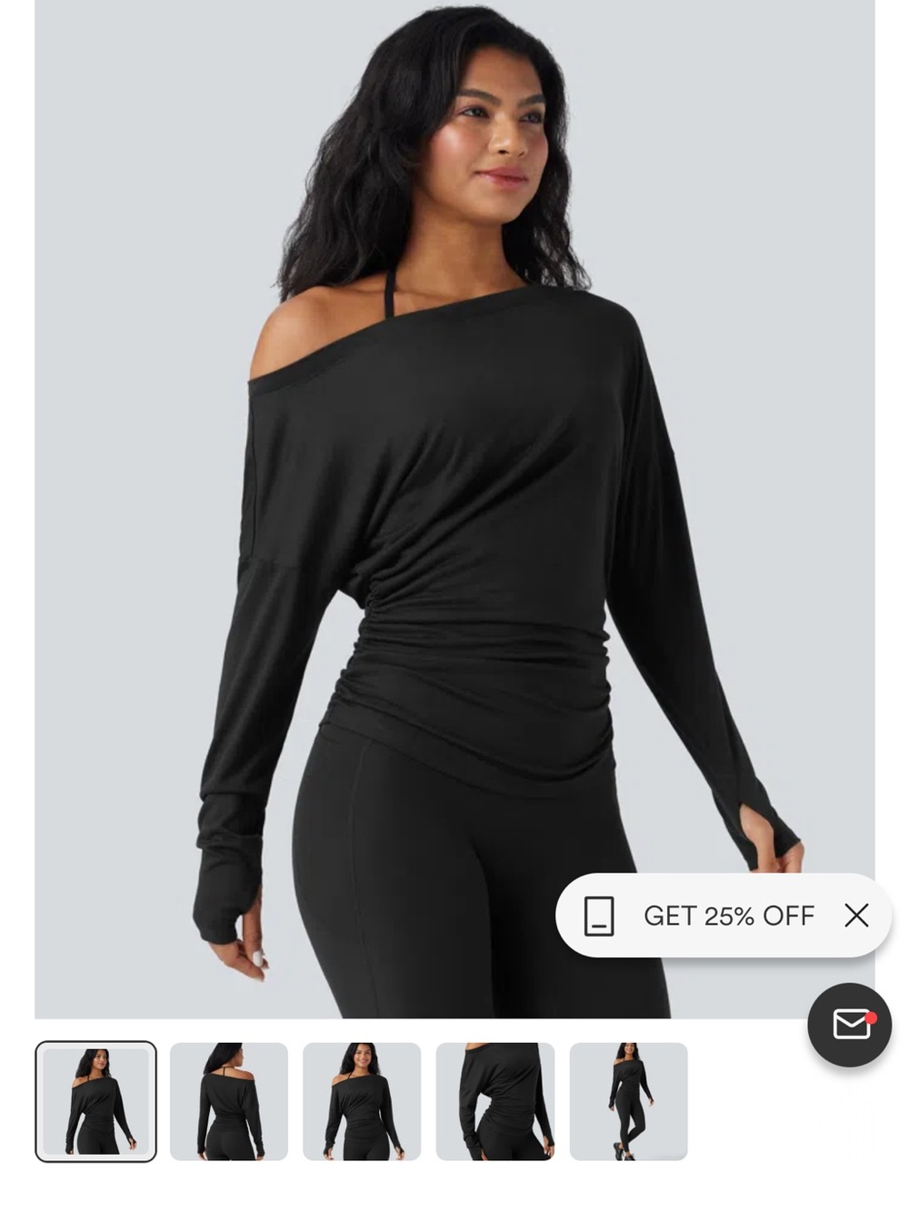 HALARA Off-Shoulder Long Sleeve Top in Black